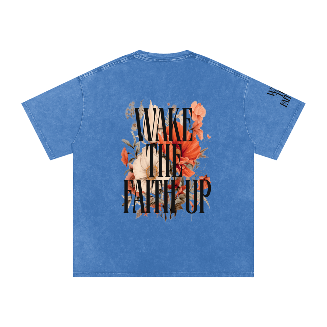Wake The Faith Up Snow Washed Oversized Cotton T-Shirt